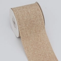 Natural faux linen ribbon roll with woven texture for DIY crafts and gift wrapping - 6.3cm*5 Yards / Hemp Color