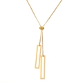 Collana a Y dorata regolabile con pendenti a barra geometrica in acciaio al titanio - 04 Oro 18k K-489
