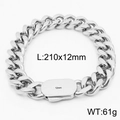 Bracelet gourmette cubaine en acier inoxydable argenté, 12mm, avec fermoir plat rectangulaire - Style Argent-12mm de Large(KB164548-Z)