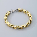 Two-tone silver and gold stainless steel Byzantine chain bracelet with lobster clasp - 4mmx18cm / Gold & Silver