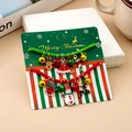 Close-up of Christmas charm bracelet with enamel reindeer and bells on festive card - S325 2Pcs Braided Bracelet Set With Christmas Display Card Packaging