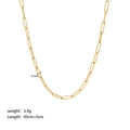 Gold-finish punk style cuban chain necklace, 0.3cm width, 45+5cm length, 5.4g weight - Paperclip Chain Style (YYN023123)