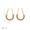 Vintage gold U-shaped woven earrings in stainless steel with size and weight dimensions - Metal Woven U Shape Style