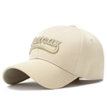 Beige baseball cap featuring 3D Humax embroidery in a premium twill fabric finish - Adjustable / Light Beige