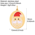 Colgante de Papá Noel de acero inoxidable dorado con esmalte para bisutería DIY - Papá Noel (G1)