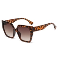 Trendige Übergroße Quadratische Sonnenbrille mit Tortoise-Rahmen und braunem Farbverlauf - Sonnenbrille / Schildpatt Rahmen Gradient Tee Gläser