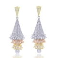 Pendientes largos tricolores con circonitas cúbicas en diseño de borla escalonada - Chapado en tres colores