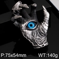 Gothic titanium steel dragon claw pendant with deep blue evil eye in vintage style - Large Pendant (KP80025-BD) / Silver
