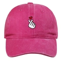 Detail of heart gesture embroidery on bright pink washed cotton baseball cap texture - Rose Red