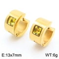 Minimalist gold-plated stainless steel hoop earrings with square yellow zircon 13x7mm - Gold With Light Yellow Zirconia(KE118319-TGD)