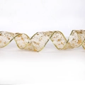 Golden Christmas ribbon with LED lights and star patterns for holiday tree decoration - Bronzing Gold Ribbon (No Light)