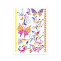 Temporary tattoo sticker OMYG14 with colorful butterfly and floral vine designs - Fluorescent QMYG-014