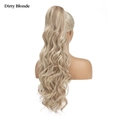 Long wavy ponytail hair extension for women in dirty blonde shade with drawstring - Dirty Blonde