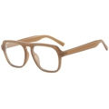 Retro oversized square glasses frame with double bridge design in transparent tea color - Tea Frame