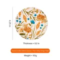 Floral yellow ceramic coaster with bird and flower design, 10.8cm round slip-resistant pad - Yellow Coaster