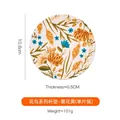 Floral yellow ceramic coaster with bird and flower design, 10.8cm round slip-resistant pad - Yellow Coaster