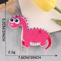Pink cartoon dinosaur embroidered patch with purple fins for clothing DIY 5.2x7.6cm - Pink Dinosaur - Self Adhesive (G3L-B-2-9)