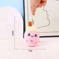 Pink strawberry milk tea plush keychain with cute face and lobster clasp 12cm - Silver Keychain / 12cm / Pink