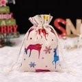 Christmas cotton linen drawstring gift bag with colorful reindeer and snowflake patterns - Colorful Snowflake Reindeer