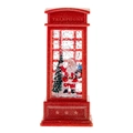 Farol de bola de nieve de Navidad rojo estilo cabina telefónica con Papá Noel y árbol - Santa Claus