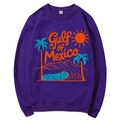 Purple Gulf of Mexico sweatshirt with tropical sun and palm tree graphic print - Purple