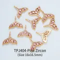 Pink zircon whale tail pendant in 18K gold plated copper, size 16x16.5mm for DIY jewelry - Fish Tail (16*16.5mm) / Pink