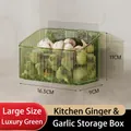 Large luxury green translucent kitchen storage basket for wall-mounted ginger and garlic - Luxury Green - Large