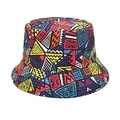 Detail of vibrant geometric bucket hat featuring colorful abstract ethnic patterns - M(56-58cm) / Multi-color Geometric (1#)