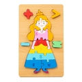3D wooden princess puzzle with colorful numbered pieces 1-10 and math symbols for kids - Princess