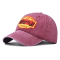 Berretto da baseball vintage in cotone lavato bordeaux con ricamo e cinturino regolabile - Regolabile / Borgogna