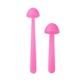 Pink silicone mushroom bookmarks in soft matte finish, creative gift for students - Large + Small Set / Pink