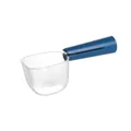 Indigo blue pet food scoop with clear measuring cup for cats and dogs with scale markings - Blue with Scale Measuring