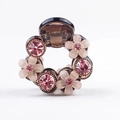 Elegant camellia hair claw with pink rhinestones and resin flowers on a brown clip - Pink