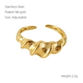 Anello regolabile in acciaio inossidabile placcato oro 18k con trama a onde - Stile Texture a Conchiglia (706-Oro)