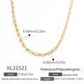Golden 18k plated stainless steel chain necklace 50cm with detailed link measurements - XL31521-Necklace