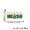 Makroaufnahme eines rechteckigen Anhängers mit LOVE-Text und Größenabmessungen - Stil K (LOVE-Rosa Grün Blume)