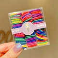 Colorful elastic hair ties for girls in a transparent fashion girl branded box - Ribbed Bright Colors Series