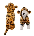 Tiger pattern coral fleece pet hoodie with plush ears and tail for small dogs - XL / Bright Orange Tiger Transformation Outfit
