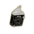 Broche de esmalte de libro de hechizos con borde dorado y estrellas rosas negras - Estilo Libro de Hechizos (CC1612)