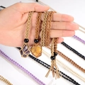 Collares de red tejidos a mano con colgantes de cristales de amatista y citrino - Pulsera XL (5.5-6cm) / Marrón