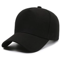 Classic black five-panel baseball cap with curved brim and minimalist plain cotton design - Adjustable / Black