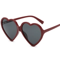Fashion heart shaped sunglasses with vibrant red frames and dark tinted lenses - Jujube Red Frame Grey Lens
