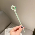 Pic à cheveux élégant en bois de santal avec muguet en finition vert clair - Pic Cloche Florale Vert Clair / Vert clair