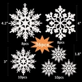 36pcs white glitter snowflakes set in 4 assorted sizes and patterns for Christmas trees - Set of 36 / White