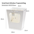 White trapezoid gift bag with PVC window and top handle, small size 30x26cm - Small Half-Window Trapezoidal Bag