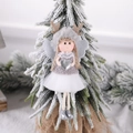 Christmas angel doll ornament with gray fur hat, gauze skirt and silver heart detail - Grey Heart Girl