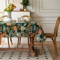 Nappe de Noël vintage en jacquard avec motifs de fleurs et cloches sur fond vert - 60*60cm / Forêt Tropicale de Noël Teinte en Fil