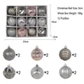 Set of 12 mixed-texture 6cm silver and champagne pink Christmas ball ornaments - Set of 12 / Silver Style