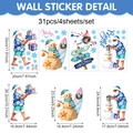 Christmas Santa beach wall stickers set of 31 pieces with dimensions in cm and inches - Beach Santa Claus Set (UV24Y12737T_T)