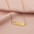 Detail of gold rectangular pendant with hollow heart on soft pink silk background - Hollow Heart Style (MP387-6) / Gold